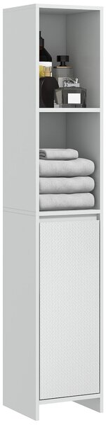 Mobile a Colonna Salvaspazio con Armadietto e 2 Mensole 30x30x160 cm Bianco