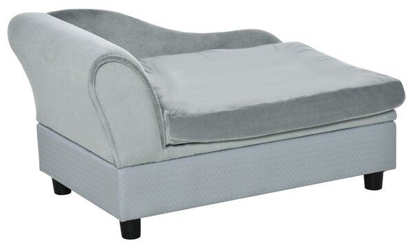 Cuccia Divanetto per Cani con Spazio Portaoggetti e Cuscino 76x45x43 cm Grigio Chiaro