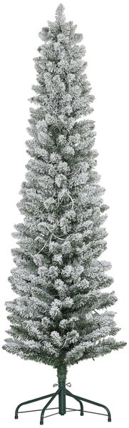 Albero di Natale Artificiale Innevato 180 cm 329 Rami e Luci LED Bianco Caldo Verde