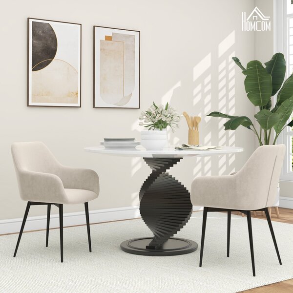 Set 2 Sedie Imbottite Stile Nordico 54x57x80 cm Tessuto Effetto Velluto Crema