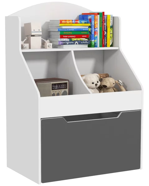 Libreria per Bambini 2 Livelli con Cassetto 62x40x88 cm Bianco