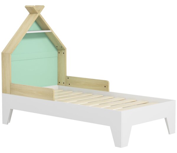 Struttura Letto Singolo per Bambini 144x74x110 cm Casetta con Sponde in Legno Verde