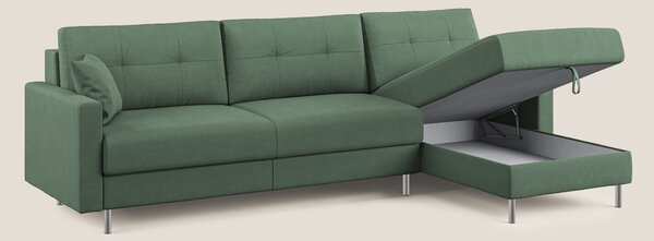 Megan divano letto angolare in microfibra smacchiabile T11 verde