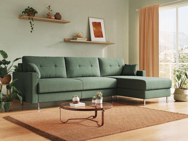 Megan divano letto angolare in microfibra smacchiabile T11 verde