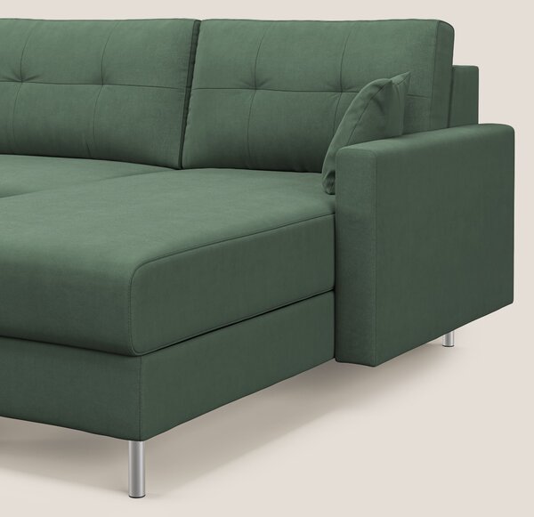 Megan divano letto angolare in microfibra smacchiabile T11 verde