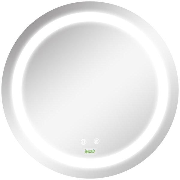 Specchio Bagno Rotondo 50cm Luce LED Regolabile Funzione Anti Appannamento