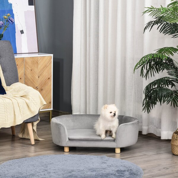 Cuccia Divano per Cani e Gatti Taglia Piccola 86x55x33 cm Grigio Chiaro