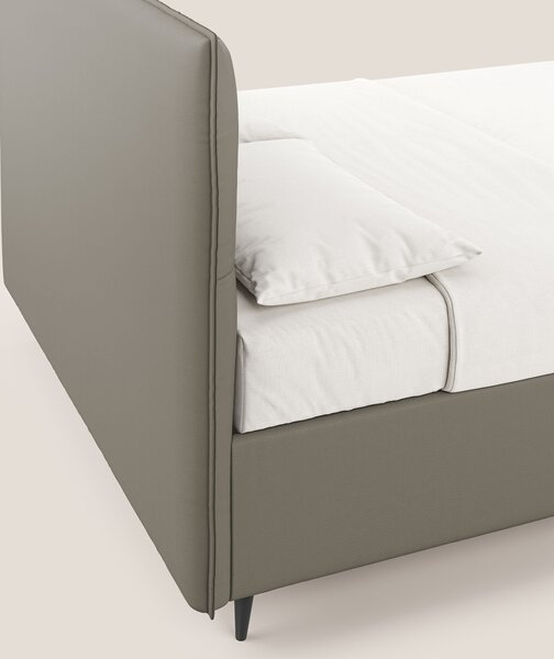 Greta letto contenitore dimensioni SLIM con testata trapuntata in ecop