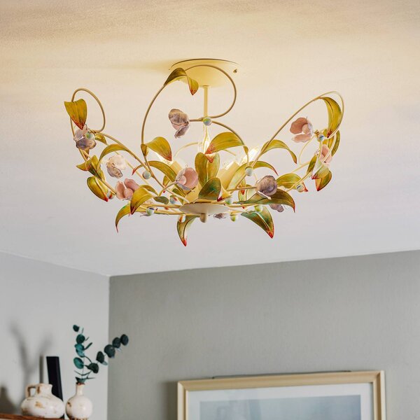 Plafoniera Rose come lampadario, 5 luci Luminex, dimmerabile, Multicolore, Soggiorno / Sala da pranzo, Metallo, Fiorentino, Lampadario