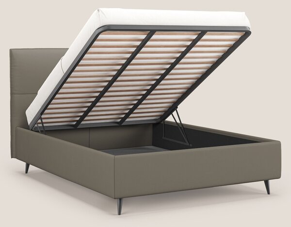 Greta letto contenitore dimensioni SLIM con testata trapuntata in ecop