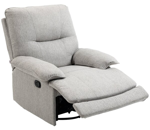 Poltrona Relax Reclinabile 150° con Poggiapiedi 89x98x101 cm in Tessuto Effetto Lino Grigio Chiaro