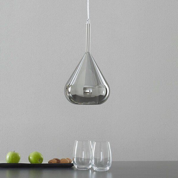 Fabas Luce Lampada a sospensione in vetro Lila, dimmerabile, Alluminio / Grigio / Zincato, Soggiorno / Sala da pranzo, Vetro, Moderno, Lampada a sospensione