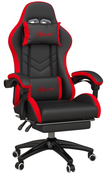 Sedia da Gaming Altezza Regolabile e Schienale Reclinabile 65x65x121-129 cm Nero e Rosso