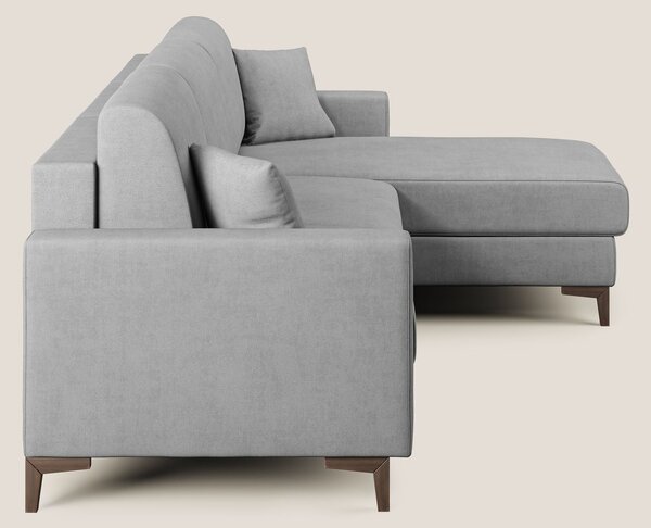 Kafka divano letto angolare in morbido tessuto impermeabile T02 grigio