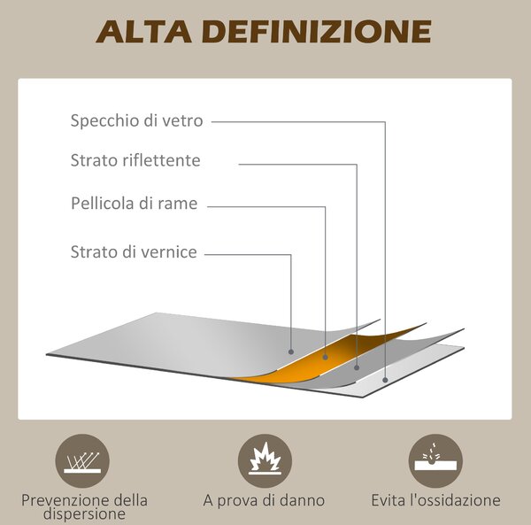 HOMCOM Specchio ad Arco per Casa e Ufficio con Montaggio a Parete, in Vetro e Metallo, 62x2.5x110 cm, Nero|Aosom