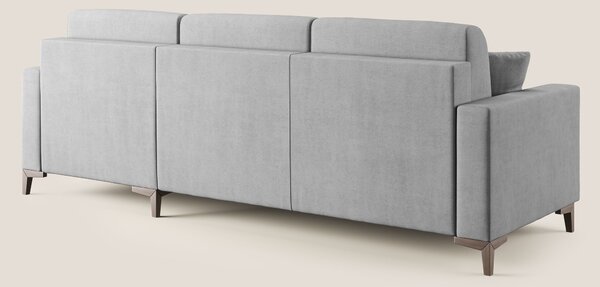 Kafka divano letto angolare in morbido tessuto impermeabile T02 grigio