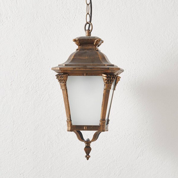ORION Lampada a sospensione da esterno nostalgica Aiko, Bronzo / Ottone antico, Alluminio, Antico
