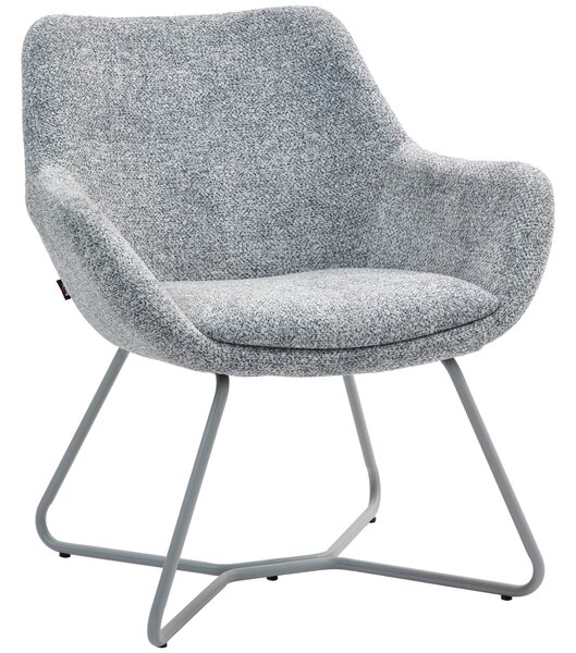 Sedia Moderna con Braccioli e Schienale Imbottiti 63x69x75 cm in Tessuto Effetto Lino Grigio