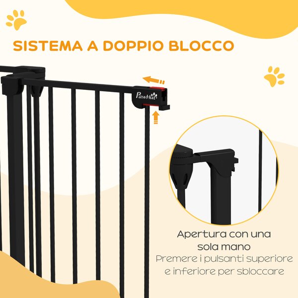 PawHut Cancelletto per Cani Taglia Media a 3 Pannelli con Doppio Sistema di Blocco, 206x90cm, Nero|Aosom