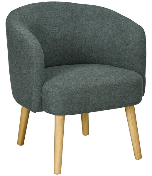Poltrona Moderna a Botte Gambe in Legno in Tessuto Imbottito Verde Scuro