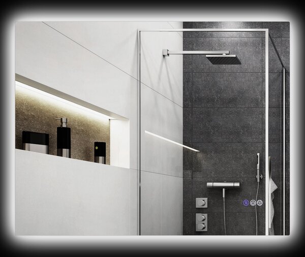 Specchio da Bagno Antiappannamento Retroilluminato LED Luminosità Regolabile 80x60x4 cm