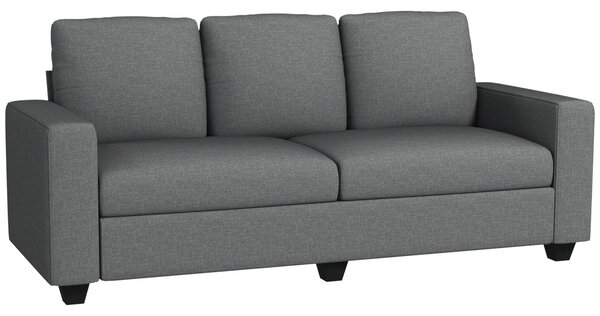 Divano 3 Posti 237x94x102 cm con Cuscini Rivestimento Effetto Lino Grigio
