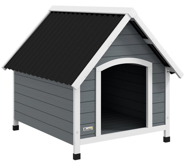 Cuccia per Cani Grandi da Esterno Pavimento Rimovibile 84x99x87 cm in Legno Grigio