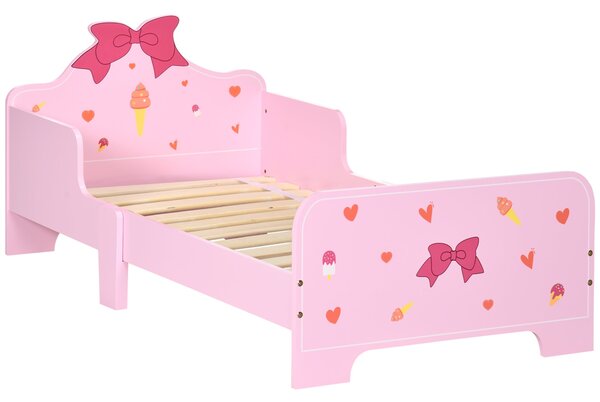 Letto per Bambini con Sponde 143x74x59 cm Fantasia Fiocco Rosa