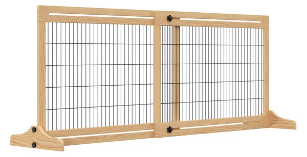 PawHut Cancellino per Cani Estensibile in Legno da Interno, 104-183x36x69cm, Colore Legno