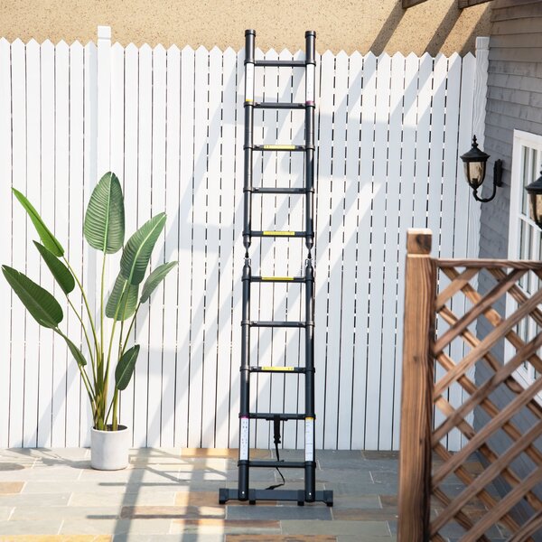 Scala Telescopica Pieghevole 10 Gradini 320x67x7 cm per Interni ed Esterni Nero