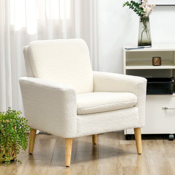Poltrona per Salotto in Tessuto Teddy 75x78x81 cm Bianco Crema
