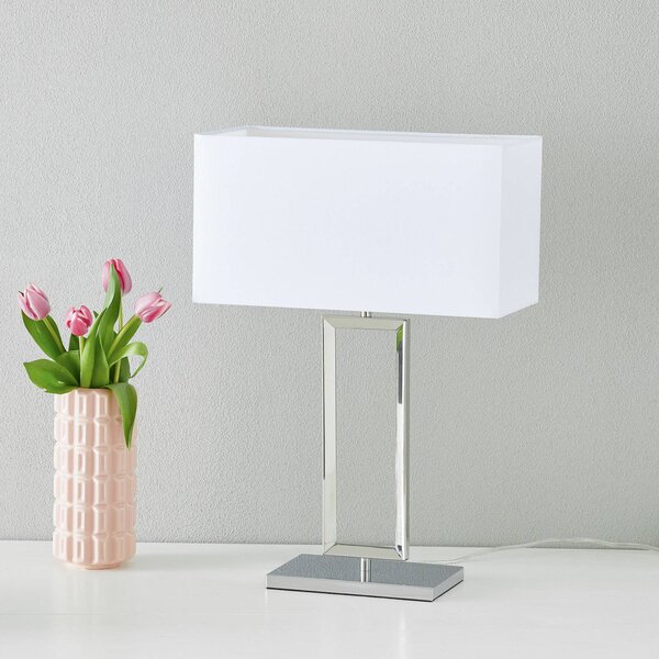 Helestra Lampada da tavolo Enna 2, Bianco / Opale, Soggiorno / Sala da pranzo, Tessuto / Stoffa / Seta, Moderno, Lampada da tavolo