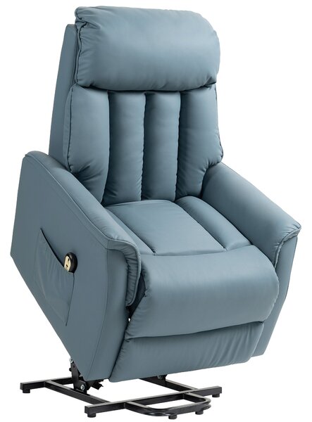 Poltrona Relax Reclinabile Alzapersone Elettrica con Telecomando Azzurro