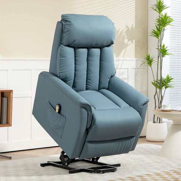 Poltrona Relax Reclinabile Alzapersone Elettrica con Telecomando Azzurro