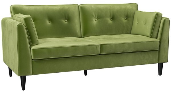 Divano 2 Posti Stile Classico Trapuntato a Bottoni 172x75x82 cm in Velluto Verde