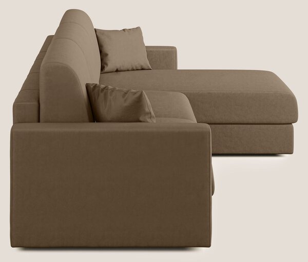 Chris Divano letto angolare con penisola in microfibra smacchiabile T1