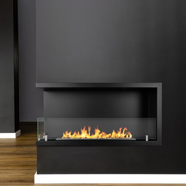 Camino a Bioetanolo da Incasso ad angolo 90x22,4x45 cm Sutri 90 SX Nero