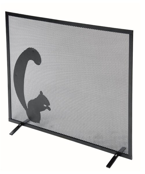 Parascintille per Camino 60x50 cm Decorazione Scoiattolo in Ferro Verniciato Grigio Martellato