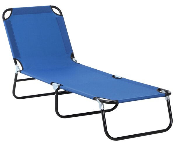 Outsunny Lettino da Giardino con Schienale Regolabile in 5 Posizioni, in Acciaio e Tessuto Oxford, 188x56x28 cm, Blu|Aosom