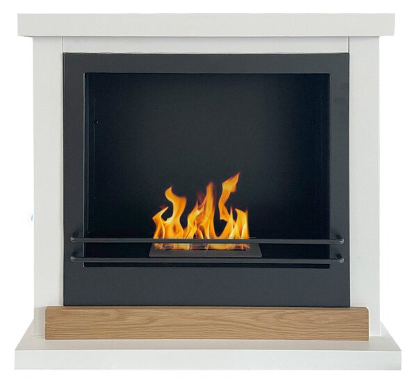 Camino a Bioetanolo da Pavimento 75x28x70 cm Stoccolma in Legno Bianco