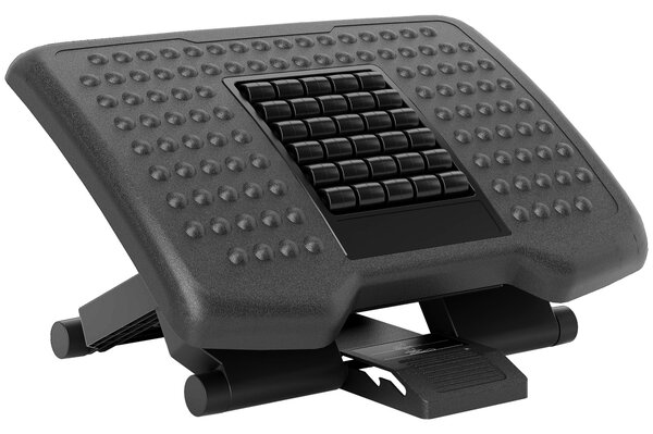 Poggiapiedi per Ufficio Ergonomico con Rulli Massaggianti Regolabile Nero