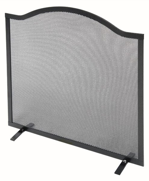 Parascintille per Camino 60x58 cm Bordo Superiore a Onda in Ferro Verniciato Grigio Martellato