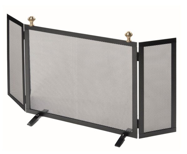 Parascintille con Antine 80x46 cm con Pomoli decorativi in Ottone in Ferro Verniciato Grigio Martellato