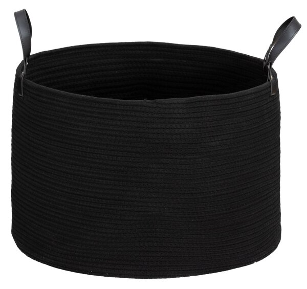 Cesto Portabiancheria Pieghevole con Manici 88L Ø56x35.5 cm in Cotone Naturale Nero