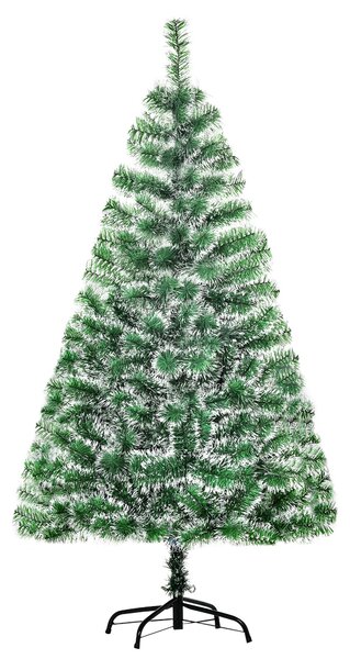 Albero di Natale Artificiale Innevato 150 cm 416 Rami Verde e Bianco