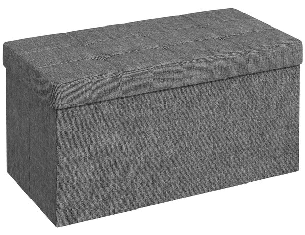 Panca Contenitore Pieghevole 84L 76x38x38 cm in Tessuto Grigio Scuro