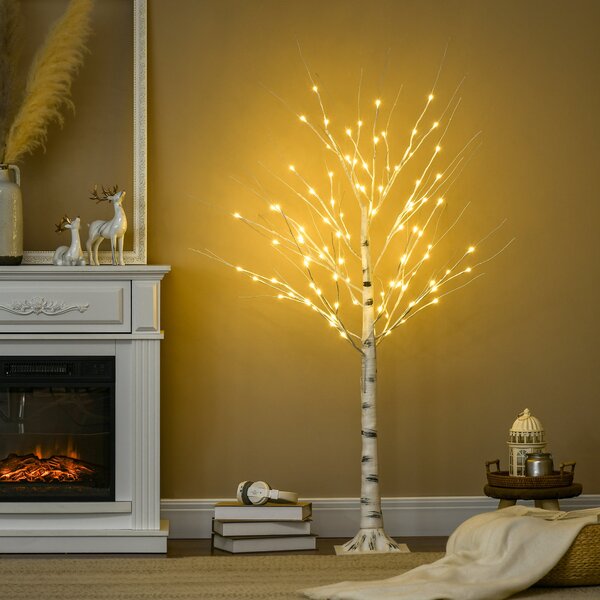 Albero di Natale Artificiale 150 cm 12 Rami con Luci LED 3000K per Interni ed Esterni al Coperto Bianco