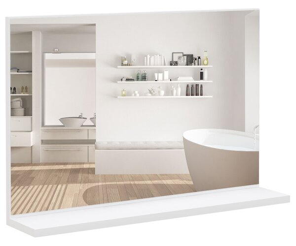 Specchio Bagno a Parete 60x12x40 cm con Mensola Bianco
