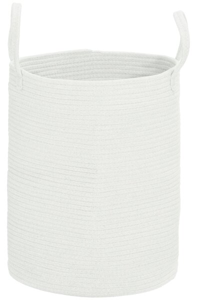 Cesto Portabiancheria Pieghevole con Manici 36L Ø38x45 cm in Cotone Naturale Bianco Crema