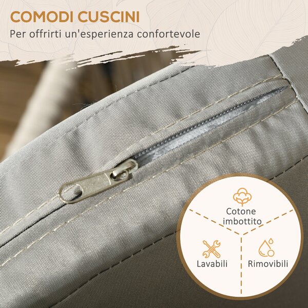 Outsunny Set 2 Sedie da Giardino in Stile Boho con Rivestimento in Corda e Cuscini Imbottiti, Grigio|Aosom